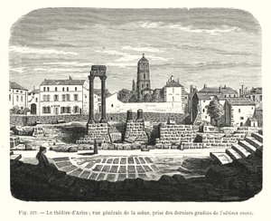 Il teatro di Arles; vista generale della scena, presa dagli ultimi gradini dell