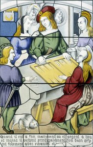 Il figlio prodigo: Il gioco del tric trac nel medioevo in "Histoire de la peinture sur verre" di Ferdinand de Lasteyrie, ed. Parigi 1853