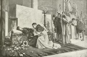 Leone X al catafalco di Raffaello (incisione) da French School