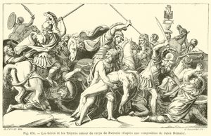 I Greci e i Troiani intorno al corpo di Patroclo da French School