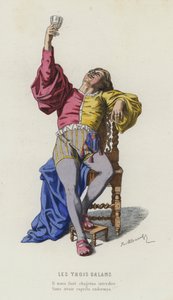 I Tre Galanti (incisione colorata)