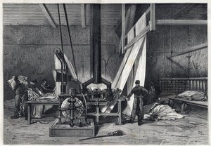 Les grandes usines - Tintoria erie Boutarel a Clichy la Garenne - Le mesh des Etoffes - incisione del 1869 da French School