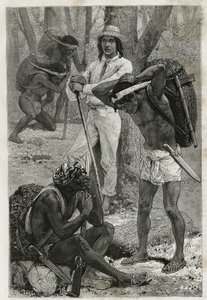 I portatori (caucheros), nel Darien (regione orientale di Panama), incisione da un disegno di D.Maillart, per illustrare la storia Esplorazione all