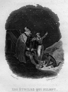Les étoiles qui filent Chanson de Béranger in "Oeuvres complètes" (1834) di Pierre Jean de Béranger (1780-1857), poeta e cantautore francese