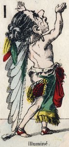 Lettera I: Illuminare. Incisione in "Alfabeto Comico". Nuove immagini di Epinal. Litografia Pinot et Sagaire, editori, tra il 1860 e il 1888 da French School