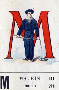 Lettera M come marinaio. Alfabeto militare. Imagerie d