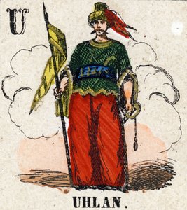 Lettera U come Ussaro. Piccolo alfabeto enciclopedico. Immagini di Epinal, circa 1860 da French School
