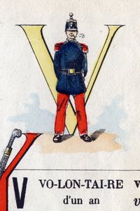 Lettera V come volontario. Alfabeto militare. Imagerie d