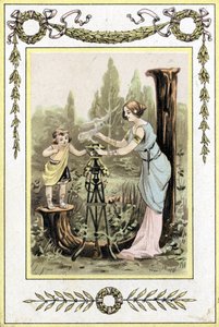 Lettera che rappresenta una madre e una figlia, fine XIX secolo (cromolitografia) da French School