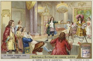 Carta Liebig con il teatro francese durante il regno di Luigi XIV da French School