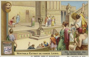 Carta Liebig con una rappresentazione del teatro greco antico