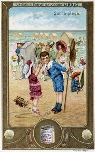 Serie di cromolitografie Liebig Giochi sulla spiaggia dei bambini. XIX secolo da French School