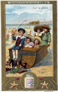 Gioco sulla spiaggia di bambini, serie cromolitografica Liebig, XIX secolo