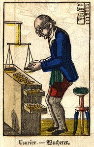 Usuraio; Serie sui mestieri, immagine di Epinal del XIX secolo da French School