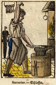 Fabbro; Serie sui mestieri, immagine di Epinal del XIX secolo da French School
