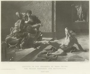 Locusta alla presenza di Nerone che prova il veleno preparato per Britannico (incisione) da French School
