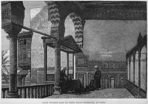 Loggia della casa di Memlook Radnau Bey, Il Cairo, da LEgypte di Georg Moritz Ebers (1837-98), 1881 da French School