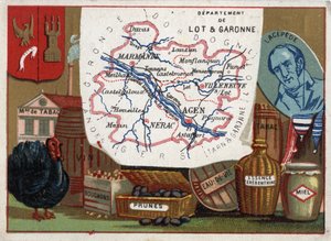 Lot et Garonne (Lot-et-Garonne, 47), Aquitania, Francia. Fabbrica di tabacco, allevamento di tacchini, vino, tappi, prugne, brandy, benzina di trementina. Ritratto di Bernard Germain Etienne de Laville-sur-Illon, Conte di Lacepede (o de la Cepede) da French School
