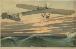 Louis Bleriot che compie il primo volo attraverso la Manica con un velivolo più pesante dell