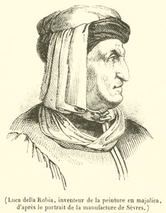 Luca della Robbia, inventore della pittura in maiolica (incisione) da French School