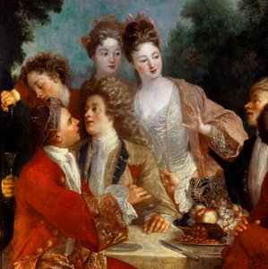 Pranzo nel Parc Des nobles a un banchetto di campagna. (dettaglio) Museo delle Belle Arti di Orleans da French School