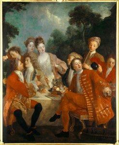 Pranzo nel Parc Des nobles a un banchetto di campagna. Museo delle Belle Arti di Orleans da French School
