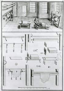MS 1064 fol 11 Descrizioni di arti e mestieri di Denis Diderot (1713-84), pubblicato c.1770 (foto in bianco e nero) da French School