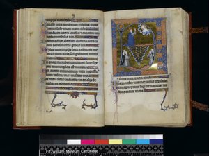 MS 300 f25v-26r, Davide prega Dio, dal Salterio e Ore di Isabella di Francia, Parigi, c.1265-70 da French School
