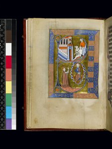 MS 300 f.XIII, foglio dal Salterio e Ore di Isabella di Francia, Parigi, c.1265-70 (penna e inchiostro e tempera su pergamena)