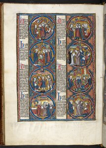 MS. Harley 1527, f.80v, miniature dalla Bible moralisée da French School