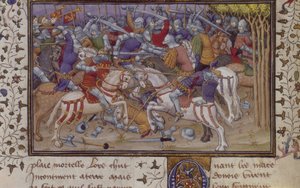 Sconfitta di Filippo da parte di Pausania, con cavalieri montati che combattono, da 