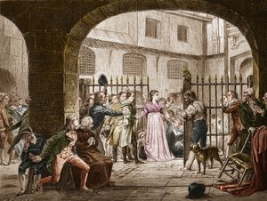 Madame Jeanne Marie Roland de la Platiere (1754-1793), politica francese che andò alla Corte Rivoluzionaria nel 1793. Incisione dopo il dipinto di Dauban