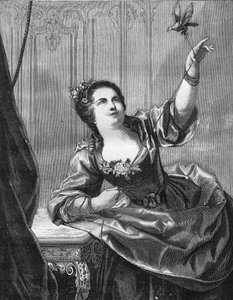 Madame du Favart, Justine du Ronceray (1727-1772) comica e cantante francese, vittima delle avances di Maurice di Sassonia. Incisione in “La storia della prostituzione e della depravazione tra tutti i popoli del mondo dall