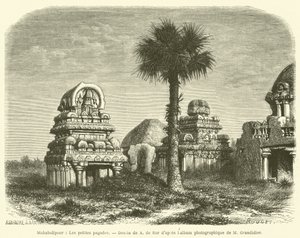 Mahabalipuram, Le piccole pagode (incisione) da French School