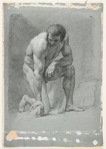 Accademia maschile, inginocchiato, appoggiato su una roccia, fine XVIII secolo da French School