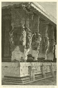Mandapam delle Cento Colonne, a Condjeveram (incisione) da French School
