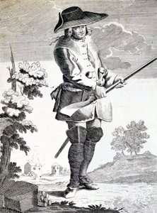 Mandrin, generale dei contrabbandieri, che si dispone a qualche azione - incisione da French School