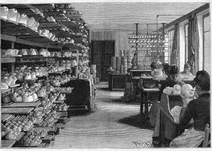 Fabbricazione di bambole a Montreuil nel 1888. Sala per l
