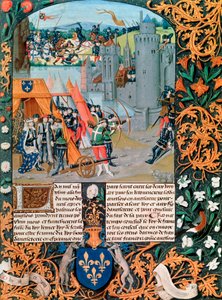 Manoscritto che raffigura una battaglia della Guerra dei Cent