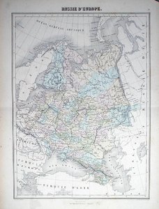 Mappa che raffigura la Russia europea, c.1840