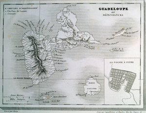 Mappa di Guadalupa e delle sue dipendenze