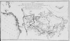 Mappa del Nord America, tracciando le spedizioni di Sir Alexander Mackenzie nel 1789 e 1798 verso l