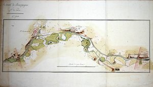 Mappa del Canale di Borgogna, fine XVIII secolo da French School