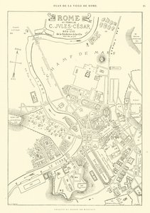 Mappa della città di Roma al tempo di Giulio Cesare (incisione) da French School