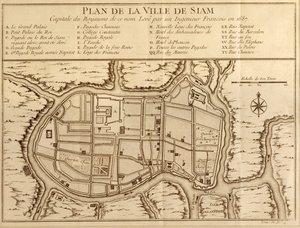 Mappa della città di Siam, capitale del regno omonimo, dopo un