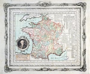 Mappa delle regioni e dei distretti della Francia, conosciuta come la Carte de Necker, 1789