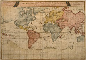 Mappa delle rotte commerciali mondiali, cartografia di Pierre Duval (1619-83) pubblicata nel 1686, Parigi