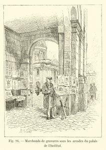 Mercanti di incisioni sotto le arcate del palazzo dell