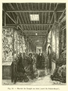 Mercato del Tempio nel 1840, piazza del Palais-Royal da French School