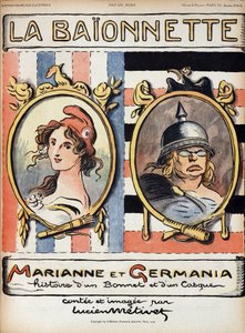 Marianne e Germania, storia di un cappello e di un elmo - in "La Bayonette" del 18/04/1918 da French School